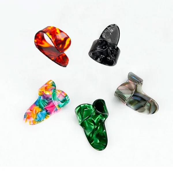 ALICE Guitar Colored Plastic Finger Picks with Thumb Pick, Set of 5 - AP-100M